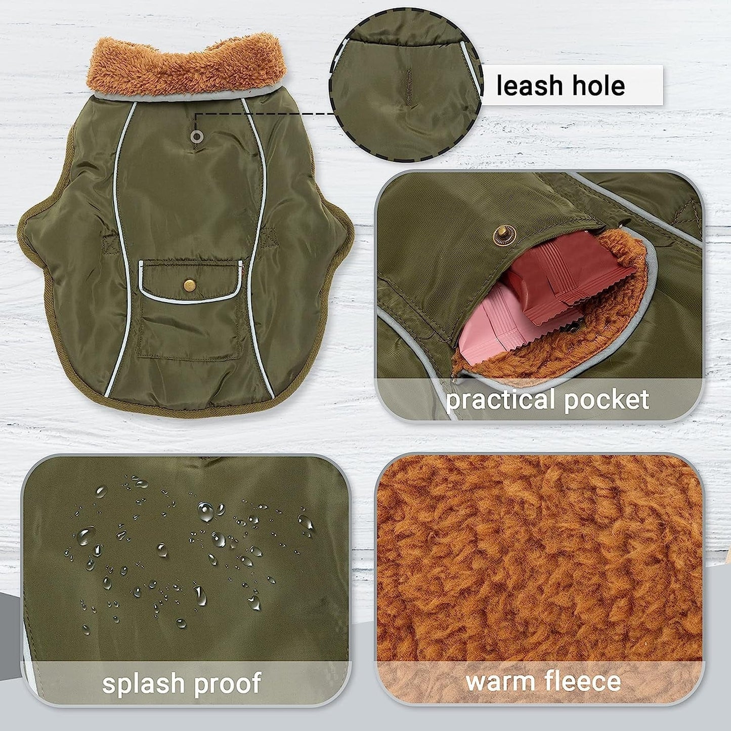 Dog Winter Coat - Warm Fleece Dog Clothes for Rain Snow Wind Cold Weather - Reflective Adjustable Cozy Waterproof Windproof Dog Vest Jacket with Leash Hole for Small Medium Large Dogs Indoor Outdoor Animals & Pet Supplies > Pet Supplies > Dog Supplies > Dog Apparel MOTZABO   