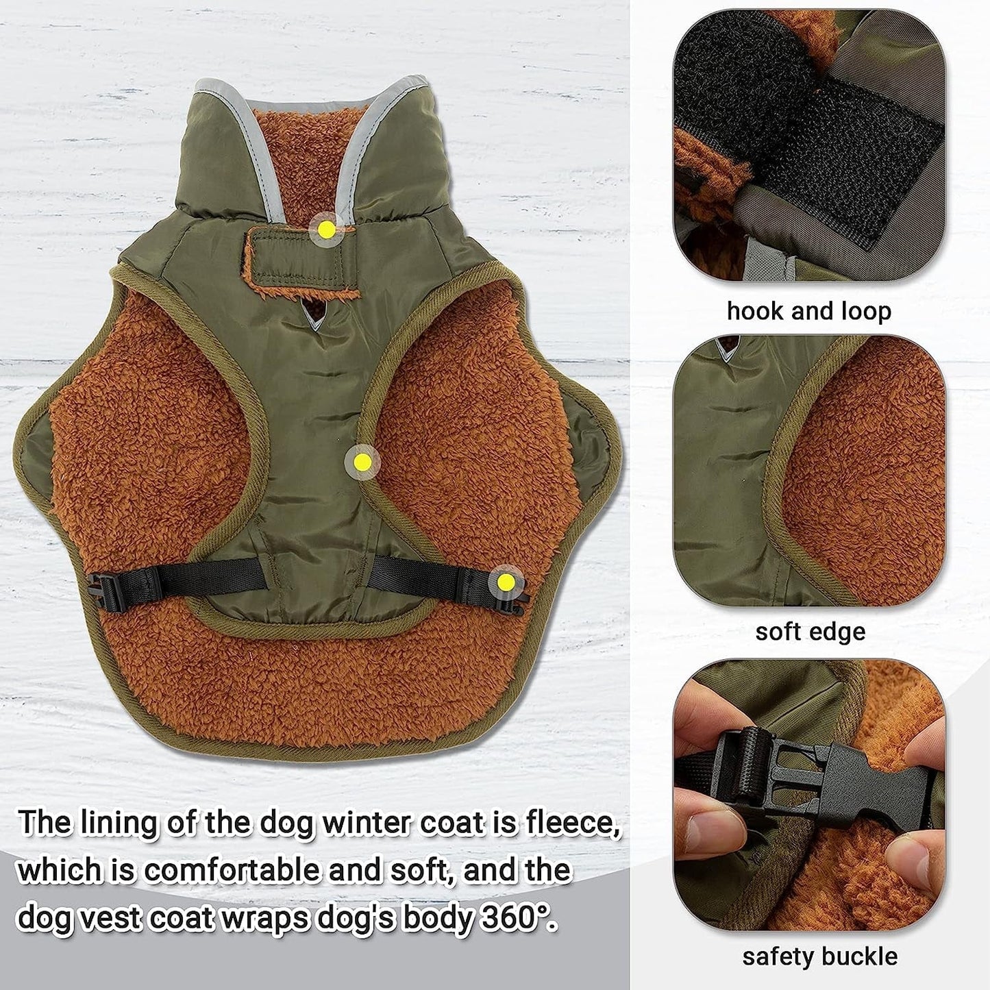 Dog Winter Coat - Warm Fleece Dog Clothes for Rain Snow Wind Cold Weather - Reflective Adjustable Cozy Waterproof Windproof Dog Vest Jacket with Leash Hole for Small Medium Large Dogs Indoor Outdoor Animals & Pet Supplies > Pet Supplies > Dog Supplies > Dog Apparel MOTZABO   