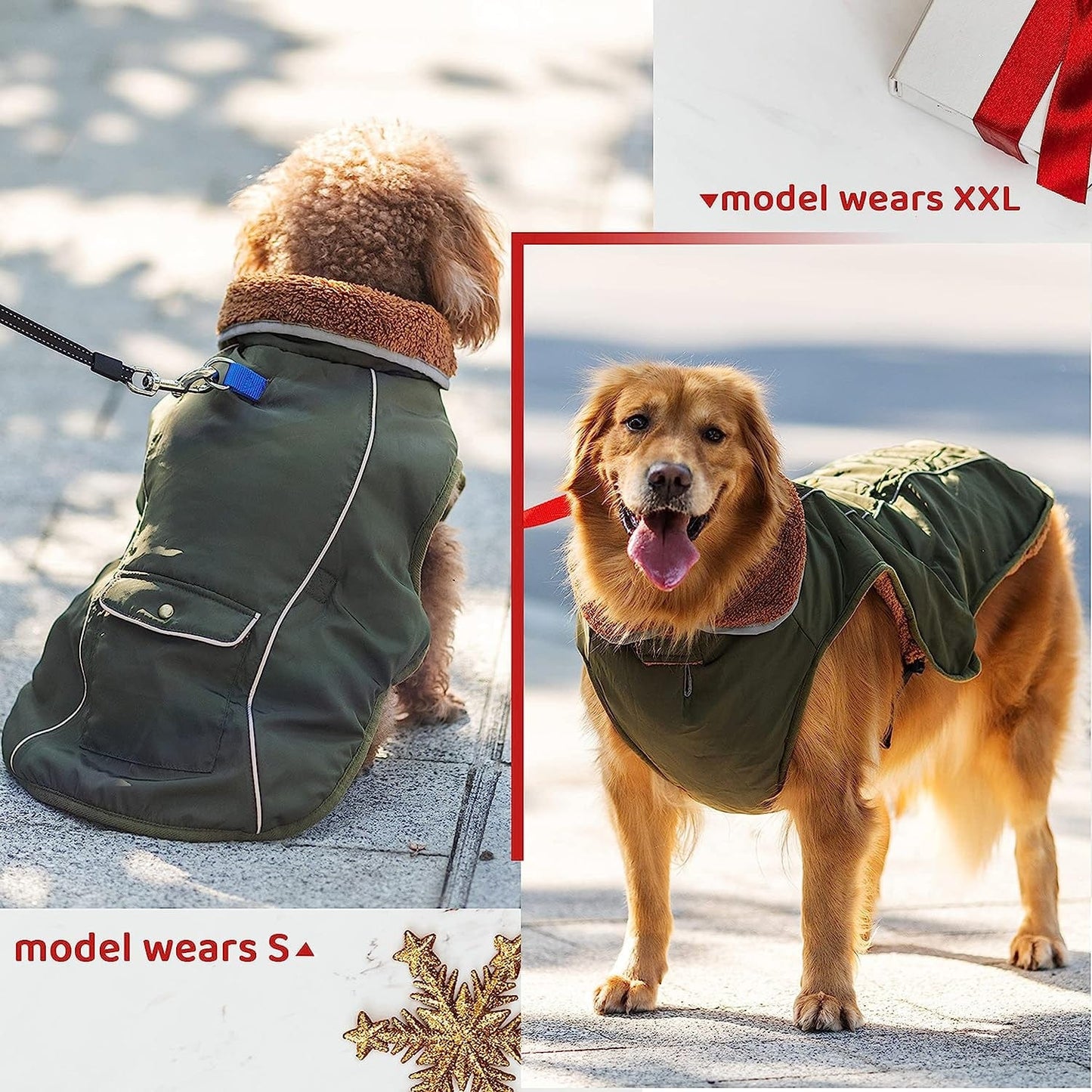 Dog Winter Coat - Warm Fleece Dog Clothes for Rain Snow Wind Cold Weather - Reflective Adjustable Cozy Waterproof Windproof Dog Vest Jacket with Leash Hole for Small Medium Large Dogs Indoor Outdoor Animals & Pet Supplies > Pet Supplies > Dog Supplies > Dog Apparel MOTZABO   