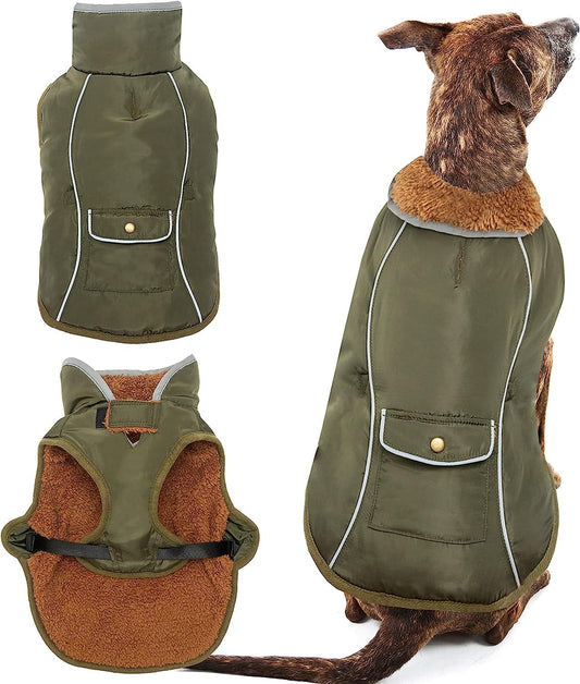 SUNFURA Plaid Dog Coat, British Style Dog Winter Jacket Outdoor
