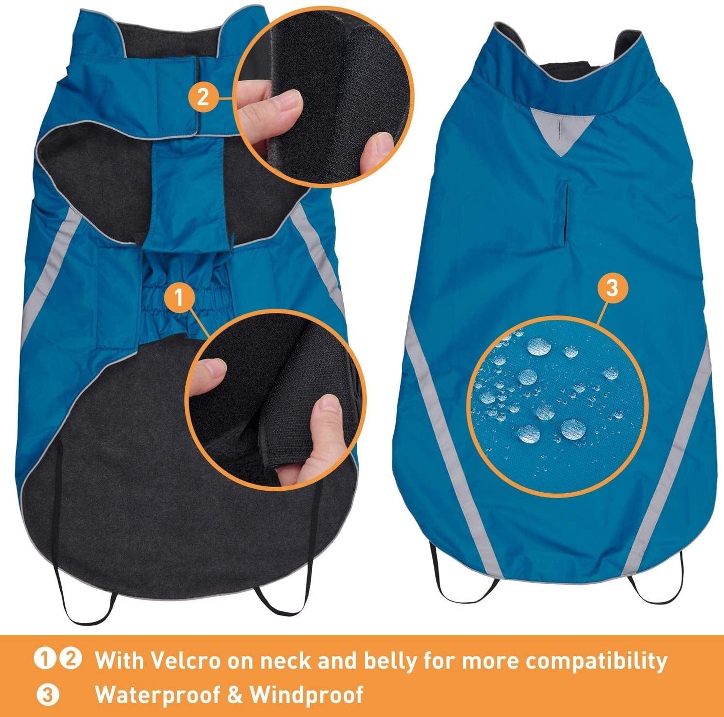 Dog Winter Jacket - Cozy Reflective Waterproof Dog Winter Coat Windproof Warm Winter Dog Jacket Comfortable Dog Apparel for Cold Weather Unique Stylish for Large Dogs Walking Hiking Travel Blue 6XL Animals & Pet Supplies > Pet Supplies > Dog Supplies > Dog Apparel Dociote   