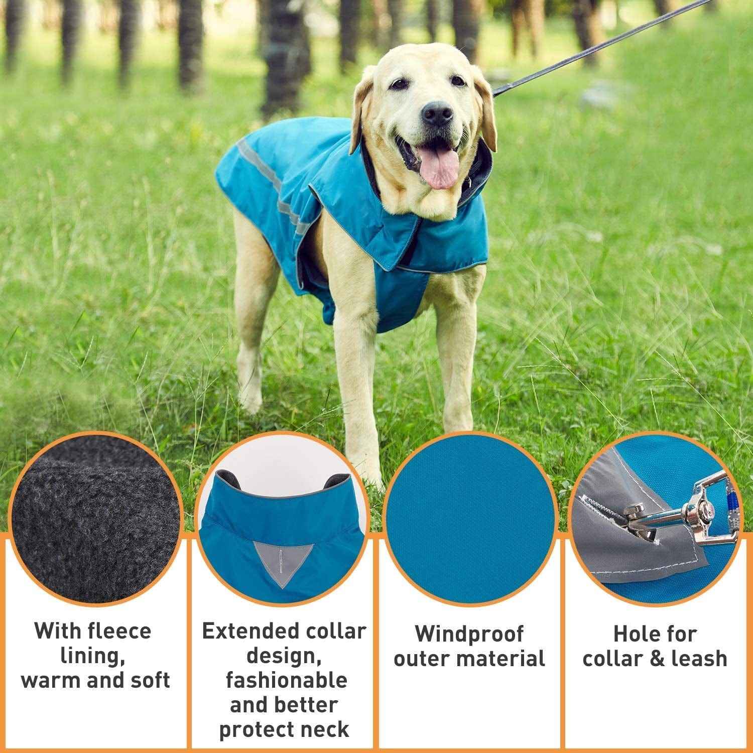 Dog Winter Jacket - Cozy Reflective Waterproof Dog Winter Coat Windproof Warm Winter Dog Jacket Comfortable Dog Apparel for Cold Weather Unique Stylish for Large Dogs Walking Hiking Travel Blue 6XL Animals & Pet Supplies > Pet Supplies > Dog Supplies > Dog Apparel Dociote   
