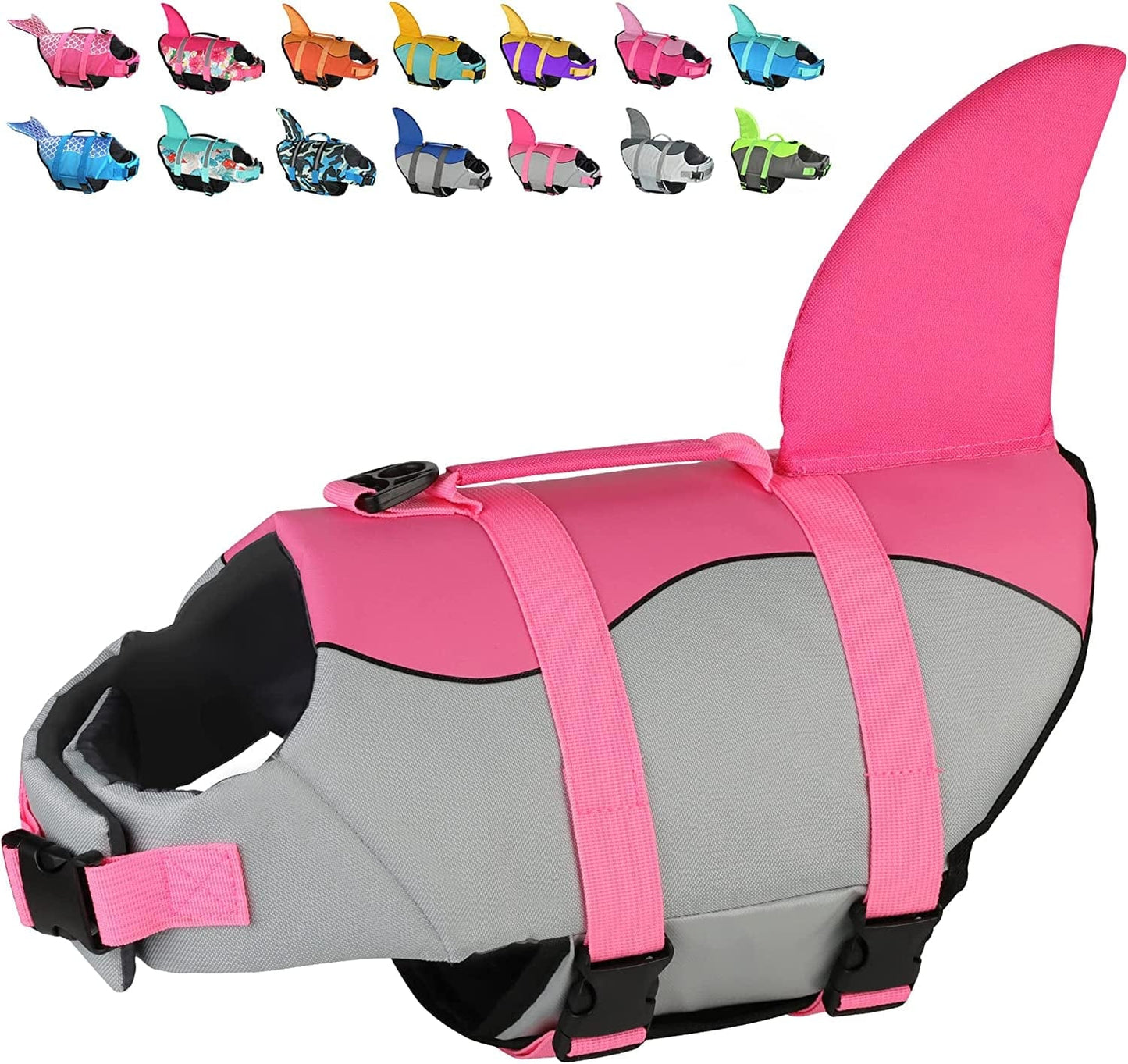 Dogcheer Dog Life Jacket Large, Dog Shark Life Vest Adjustable Pet Floatation Vest Swimsuit, Puppy Swim Vest Dog PFD Lifesaver for Swimming Pool Beach Boating Animals & Pet Supplies > Pet Supplies > Dog Supplies > Dog Apparel Dogcheer Pink Small 