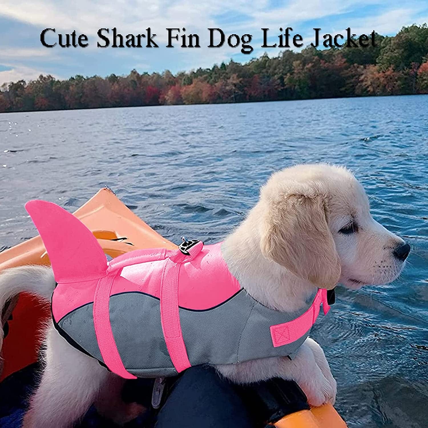 Dogcheer Dog Life Jacket Large, Dog Shark Life Vest Adjustable Pet Floatation Vest Swimsuit, Puppy Swim Vest Dog PFD Lifesaver for Swimming Pool Beach Boating Animals & Pet Supplies > Pet Supplies > Dog Supplies > Dog Apparel Dogcheer   