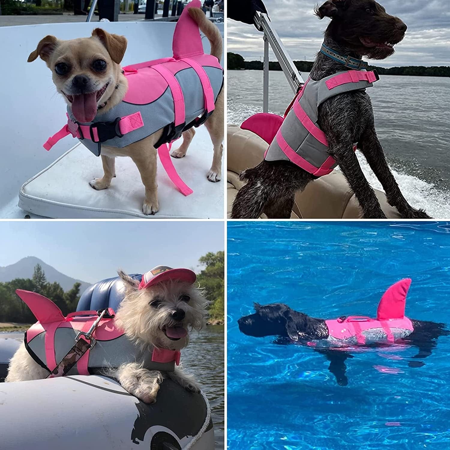 Dogcheer Dog Life Jacket Large, Dog Shark Life Vest Adjustable Pet Floatation Vest Swimsuit, Puppy Swim Vest Dog PFD Lifesaver for Swimming Pool Beach Boating Animals & Pet Supplies > Pet Supplies > Dog Supplies > Dog Apparel Dogcheer   