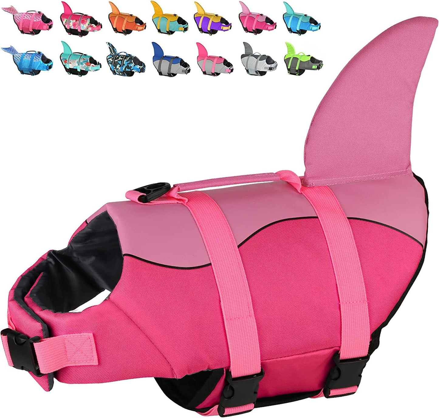 Dogcheer Dog Life Jacket Large, Dog Shark Life Vest Adjustable Pet Floatation Vest Swimsuit, Puppy Swim Vest Dog PFD Lifesaver for Swimming Pool Beach Boating Animals & Pet Supplies > Pet Supplies > Dog Supplies > Dog Apparel Dogcheer Pink-Shark Small 