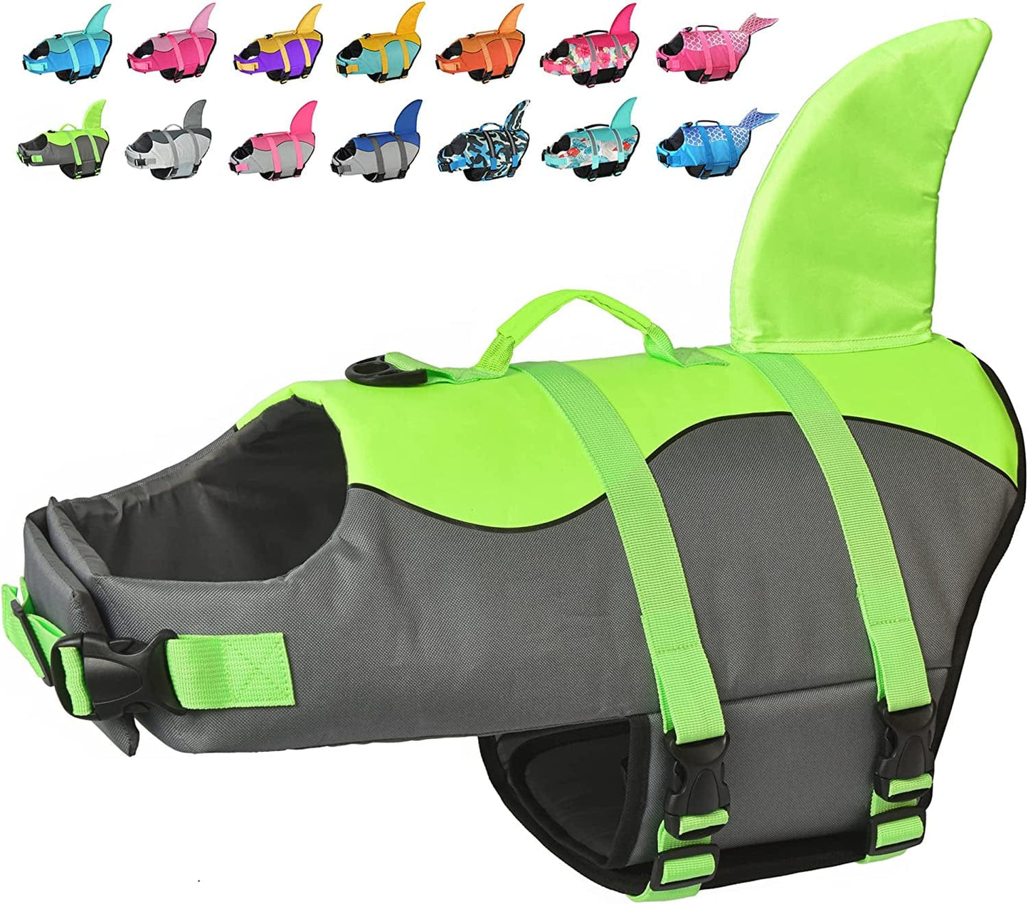 Dogcheer Dog Life Jacket Large, Dog Shark Life Vest Adjustable Pet Floatation Vest Swimsuit, Puppy Swim Vest Dog PFD Lifesaver for Swimming Pool Beach Boating Animals & Pet Supplies > Pet Supplies > Dog Supplies > Dog Apparel Dogcheer Green Small 