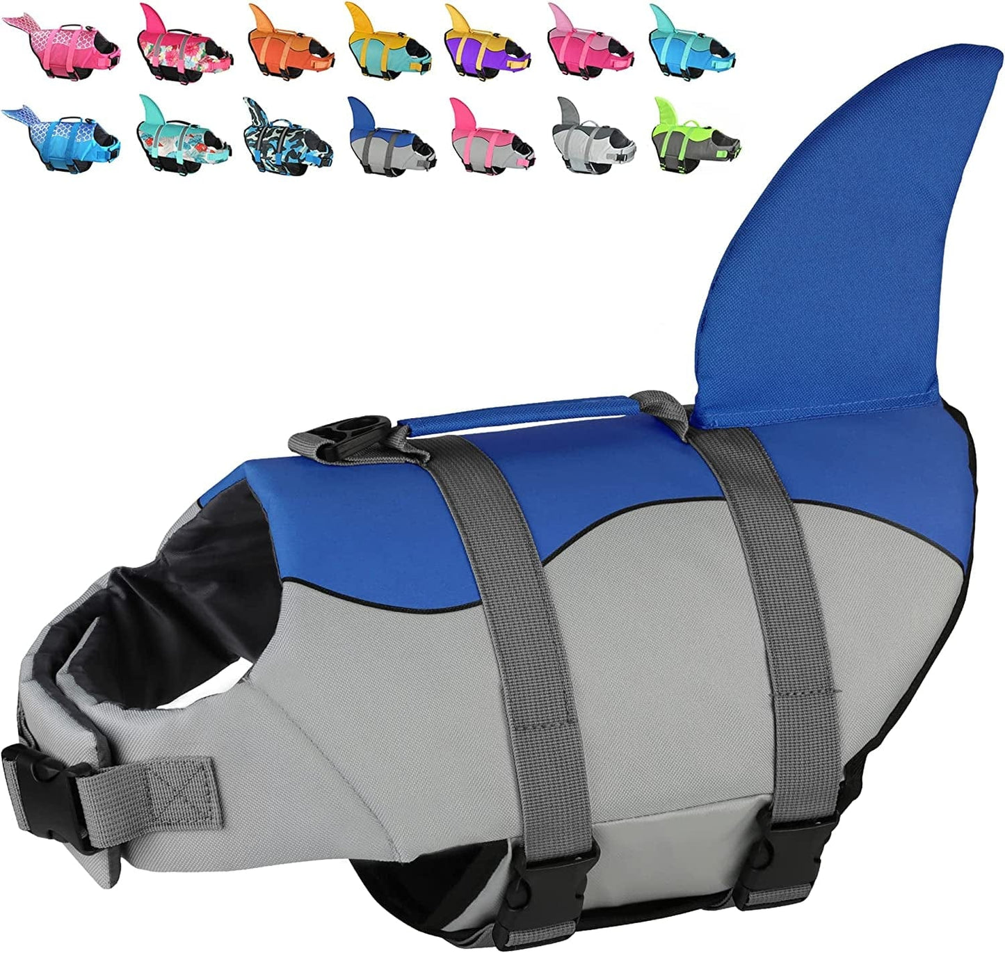 Dogcheer Dog Life Jacket Large, Dog Shark Life Vest Adjustable Pet Floatation Vest Swimsuit, Puppy Swim Vest Dog PFD Lifesaver for Swimming Pool Beach Boating Animals & Pet Supplies > Pet Supplies > Dog Supplies > Dog Apparel Dogcheer Blue Small 