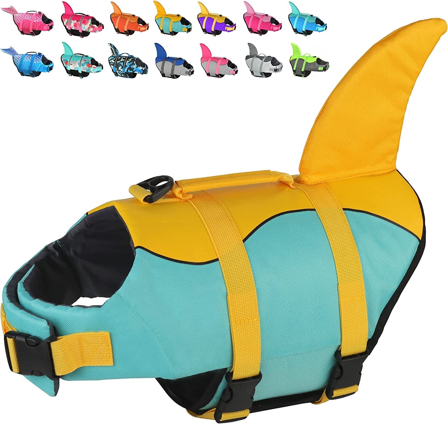 Dogcheer Dog Life Jacket Large, Dog Shark Life Vest Adjustable Pet Floatation Vest Swimsuit, Puppy Swim Vest Dog PFD Lifesaver for Swimming Pool Beach Boating Animals & Pet Supplies > Pet Supplies > Dog Supplies > Dog Apparel Dogcheer Yellow-green Small 