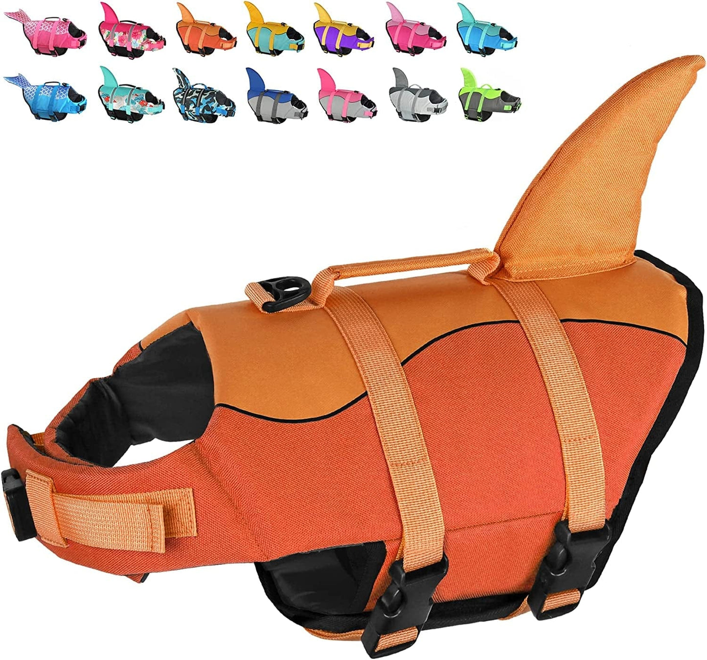 Dogcheer Dog Life Jacket Large, Dog Shark Life Vest Adjustable Pet Floatation Vest Swimsuit, Puppy Swim Vest Dog PFD Lifesaver for Swimming Pool Beach Boating Animals & Pet Supplies > Pet Supplies > Dog Supplies > Dog Apparel Dogcheer Bright Orange Small 