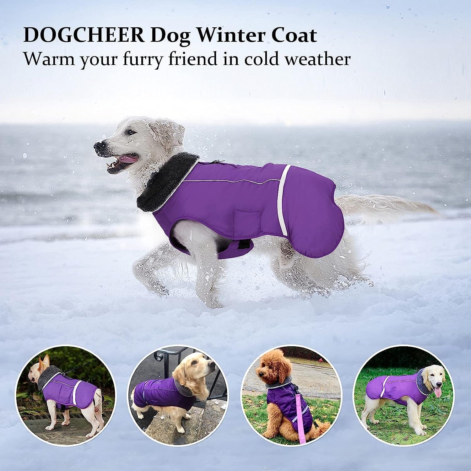 Dogcheer Warm Dog Coat, Fleece Collar Winter Dog Clothes, Reflective Pet Jacket Apparel for Cold Weather, Waterproof Windproof Puppy Snowsuit Vest for Small Medium Large Dogs Animals & Pet Supplies > Pet Supplies > Dog Supplies > Dog Apparel Dogcheer   