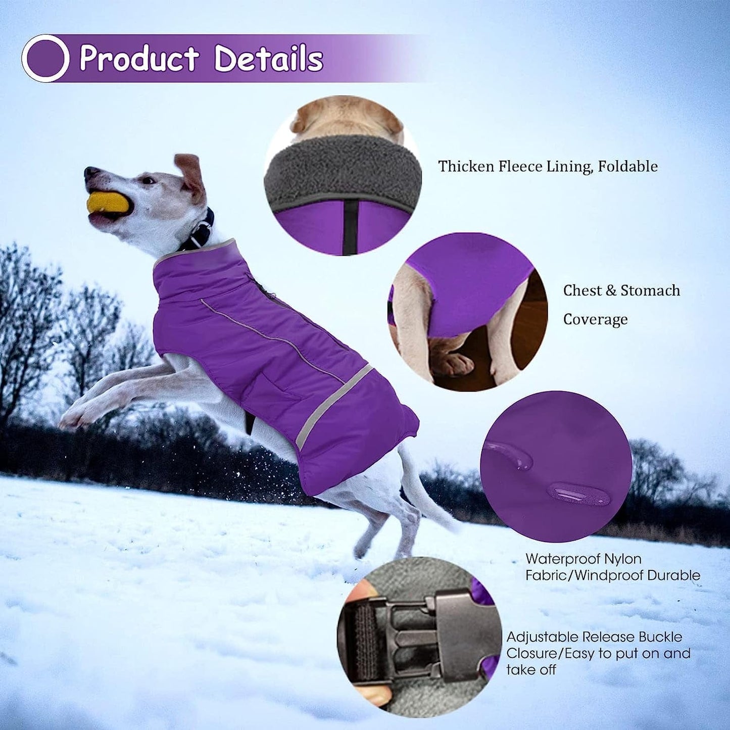 Dogcheer Warm Dog Coat, Fleece Collar Winter Dog Clothes, Reflective Pet Jacket Apparel for Cold Weather, Waterproof Windproof Puppy Snowsuit Vest for Small Medium Large Dogs Animals & Pet Supplies > Pet Supplies > Dog Supplies > Dog Apparel Dogcheer   