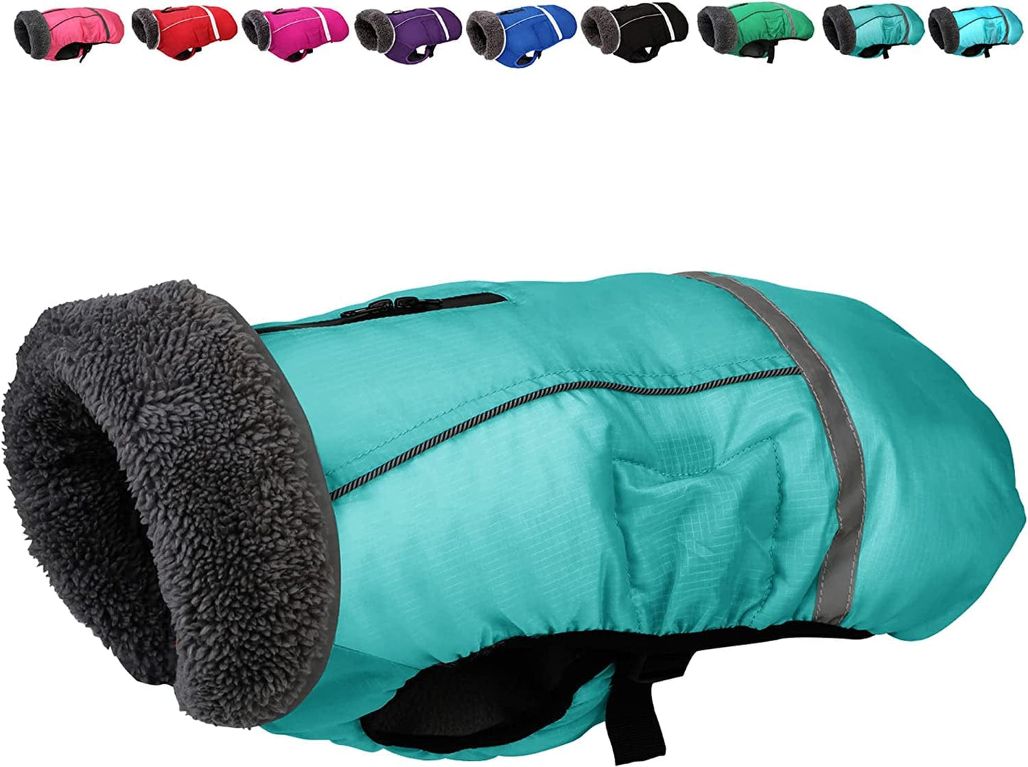 Dogcheer Warm Dog Coat, Fleece Collar Winter Dog Clothes, Reflective Pet Jacket Apparel for Cold Weather, Waterproof Windproof Puppy Snowsuit Vest for Small Medium Large Dogs Animals & Pet Supplies > Pet Supplies > Dog Supplies > Dog Apparel Dogcheer Pine Green M(Chest Girth 14.5"-25.5") 