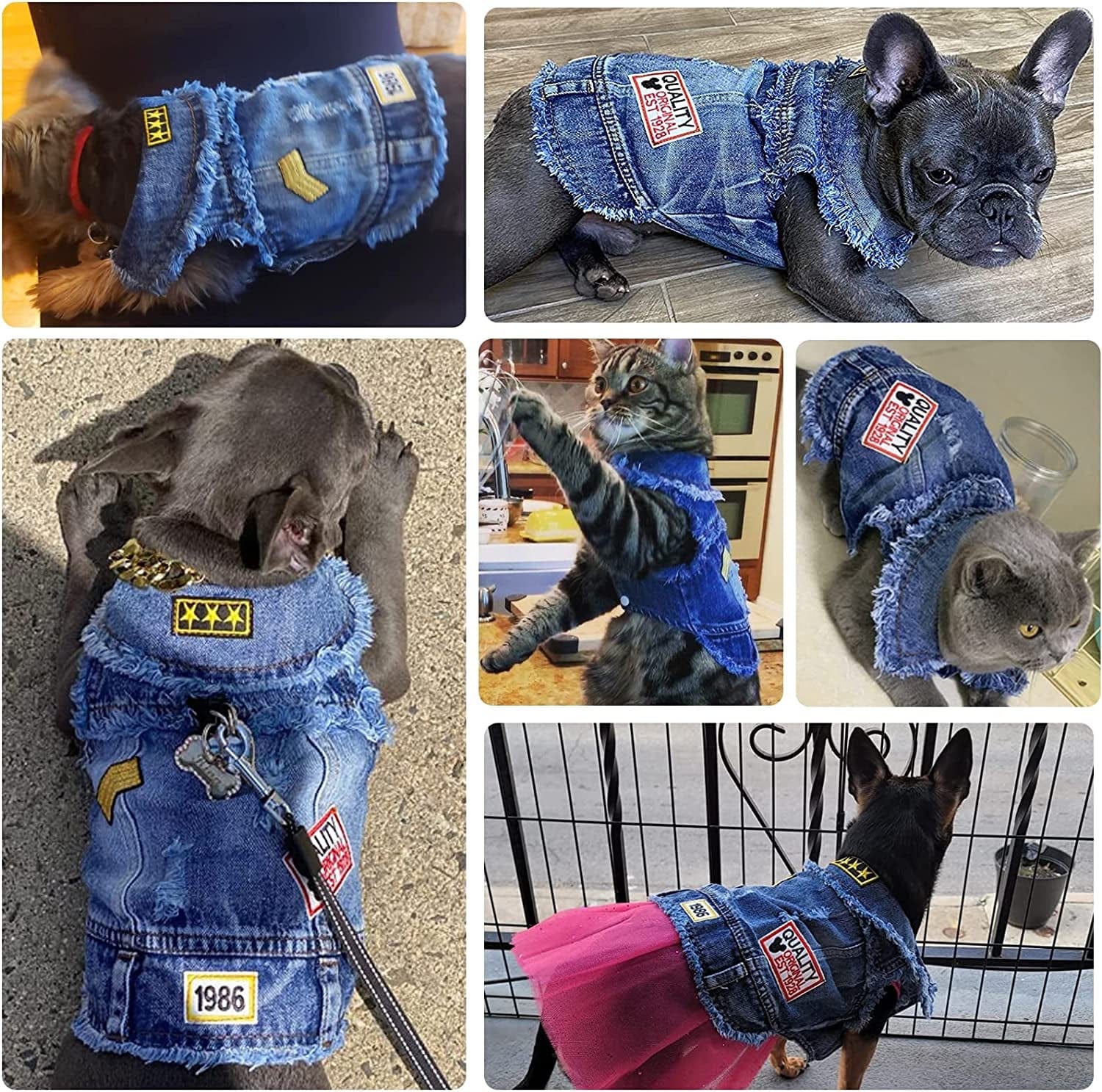 DOGGYZSTYLE Pet Vests Dog Denim Jacket Hoodies Puppy Jacket for Small Medium Dogs (XS, Blue Print) Animals & Pet Supplies > Pet Supplies > Dog Supplies > Dog Apparel YIWU KUCHONG E-commerce Firm   