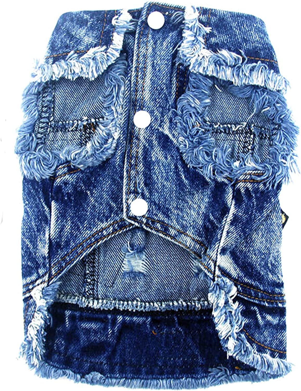 DOGGYZSTYLE Pet Vests Dog Denim Jacket Hoodies Puppy Jacket for Small Medium Dogs (XS, Blue Print) Animals & Pet Supplies > Pet Supplies > Dog Supplies > Dog Apparel YIWU KUCHONG E-commerce Firm   