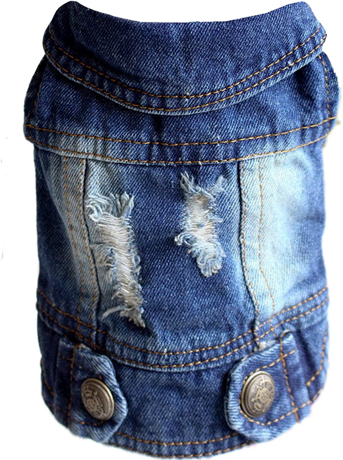 DOGGYZSTYLE Pet Vests Dog Denim Jacket Hoodies Puppy Jacket for Small Medium Dogs (XS, Blue Print) Animals & Pet Supplies > Pet Supplies > Dog Supplies > Dog Apparel YIWU KUCHONG E-commerce Firm Blue XX-Large (Pack of 1) 