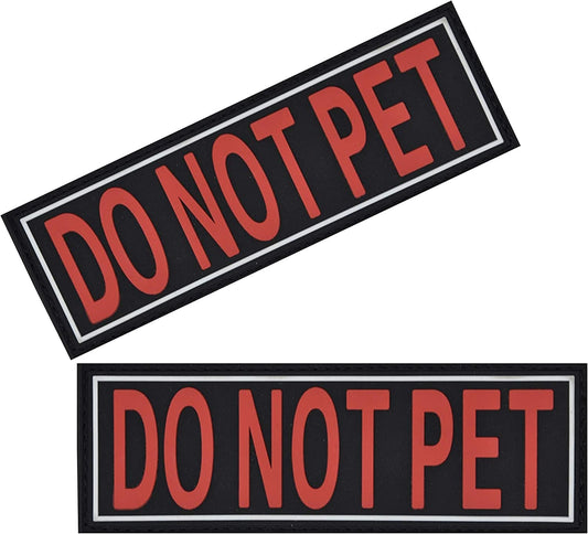 Dogline Do Not Pet Patches for Harness and Vest Removable 3D Rubber Patches with Hook Backing for Small Medium or Large Working Dogs 1.5" X 4" - Two Patches Animals & Pet Supplies > Pet Supplies > Dog Supplies > Dog Apparel Dogline 2" x 6" - Two Patches  