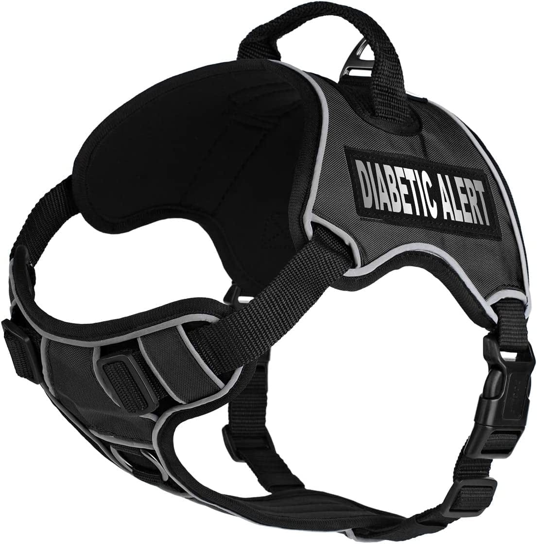 Dogline Quest No-Pull Dog Harness with Diabetic Alert Reflective Removable Patches Reflective Soft Comfortable Dog Vest with Quick Release Dual Buckles Black Hardware and Handle 18 to 22 in Aztec Animals & Pet Supplies > Pet Supplies > Dog Supplies > Dog Apparel Dogline Black Girth 18 to 22" 