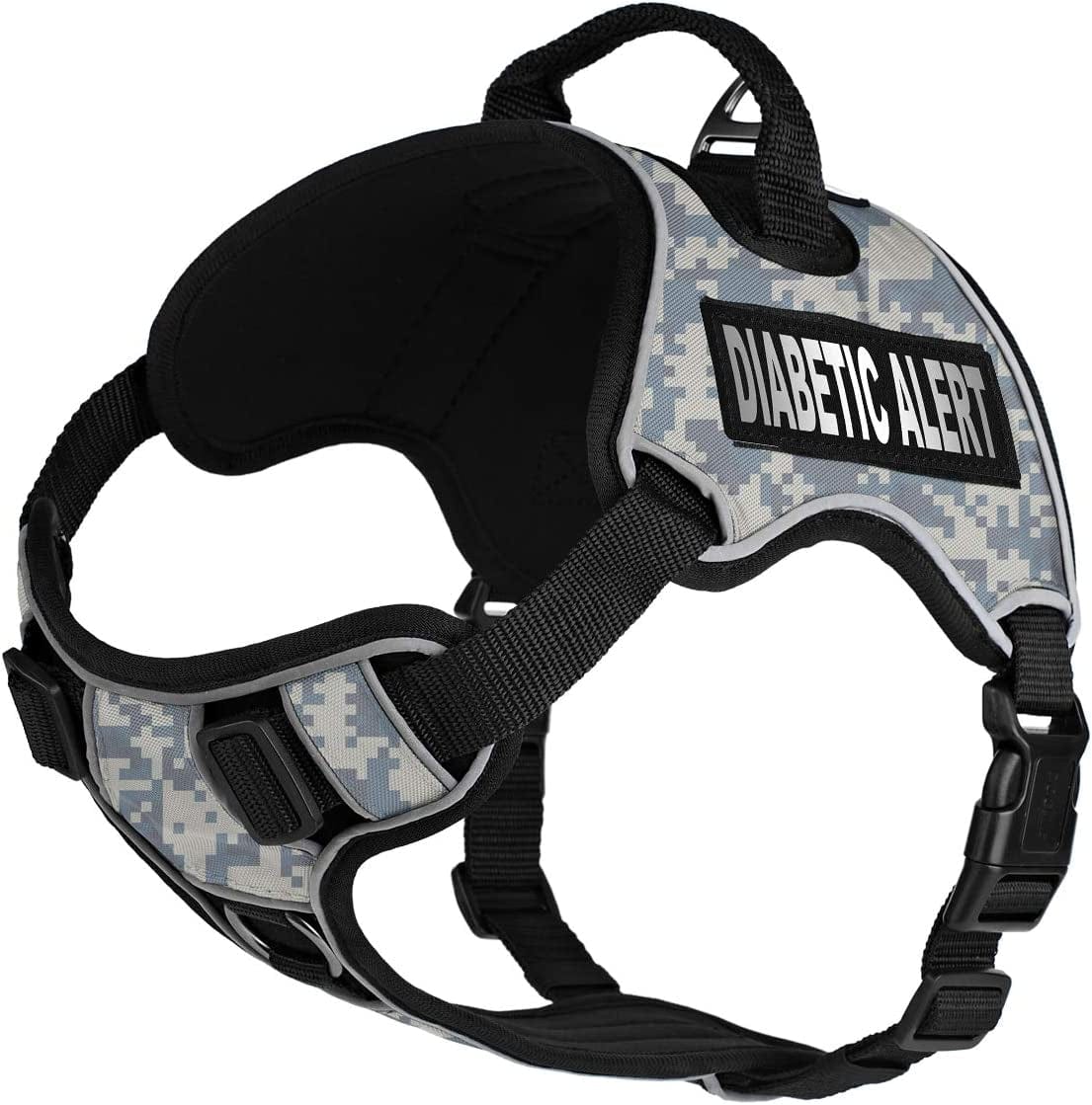 Dogline Quest No-Pull Dog Harness with Diabetic Alert Reflective Removable Patches Reflective Soft Comfortable Dog Vest with Quick Release Dual Buckles Black Hardware and Handle 18 to 22 in Aztec Animals & Pet Supplies > Pet Supplies > Dog Supplies > Dog Apparel Dogline Urban Camo Girth 18 to 22" 