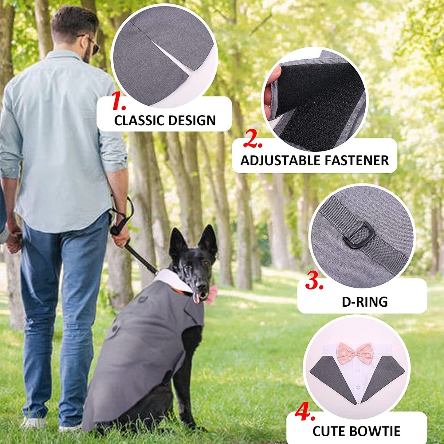 DORA BRIDAL Formal Dog Tuxedo for Medium Large Dogs, Labrador Pet Wedding Party Suit Outfit with Detachable Bowtie Collar Neckerchief Bandana, Dress-Up Halloween Costumes Handsome Elegant Cosplay Animals & Pet Supplies > Pet Supplies > Dog Supplies > Dog Apparel Dora Bridal   