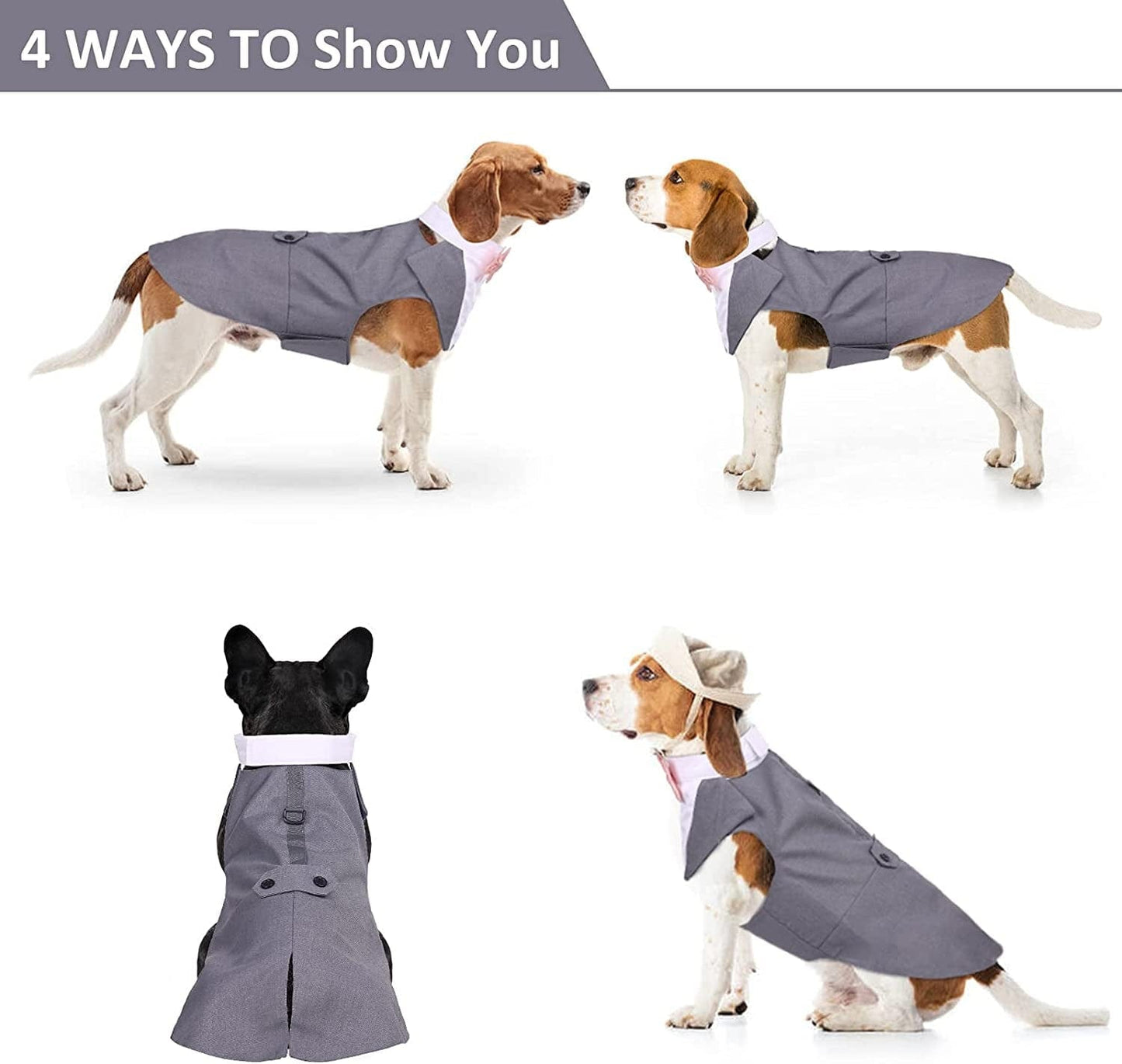 DORA BRIDAL Formal Dog Tuxedo for Medium Large Dogs, Labrador Pet Wedding Party Suit Outfit with Detachable Bowtie Collar Neckerchief Bandana, Dress-Up Halloween Costumes Handsome Elegant Cosplay Animals & Pet Supplies > Pet Supplies > Dog Supplies > Dog Apparel Dora Bridal   