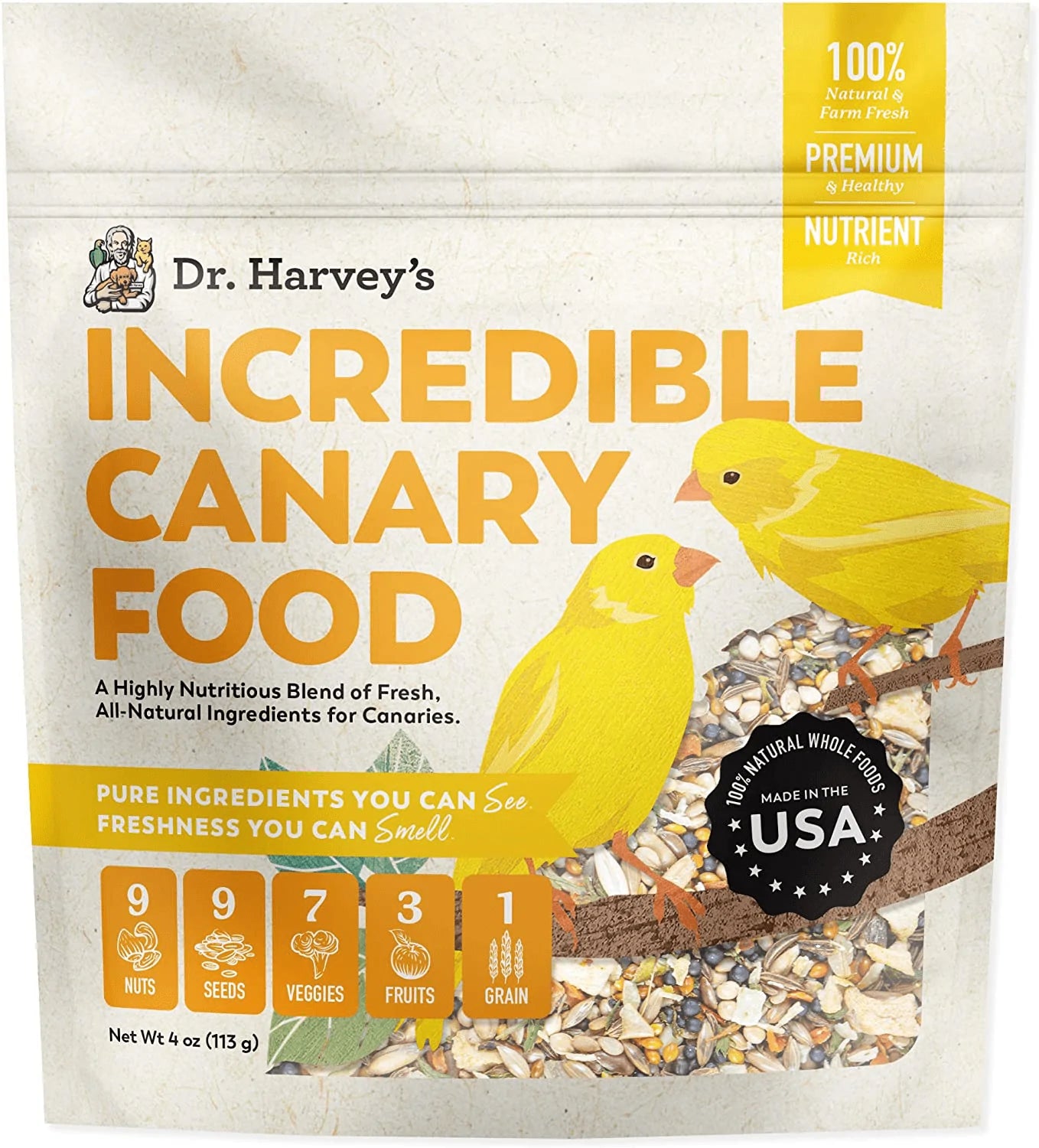 Dr. Harvey'S Incredible Canary Food, Natural Food for Canaries Animals & Pet Supplies > Pet Supplies > Bird Supplies > Bird Food Dr. Harvey's Trial Size (4 Oz)  