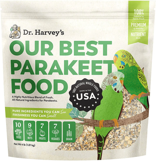 Dr. Harvey'S Our Best Parakeet Food, All Natural Daily Food for Budgies and Parakeets Animals & Pet Supplies > Pet Supplies > Bird Supplies > Bird Food Dr. Harvey's 4 Pound (Pack of 1)  