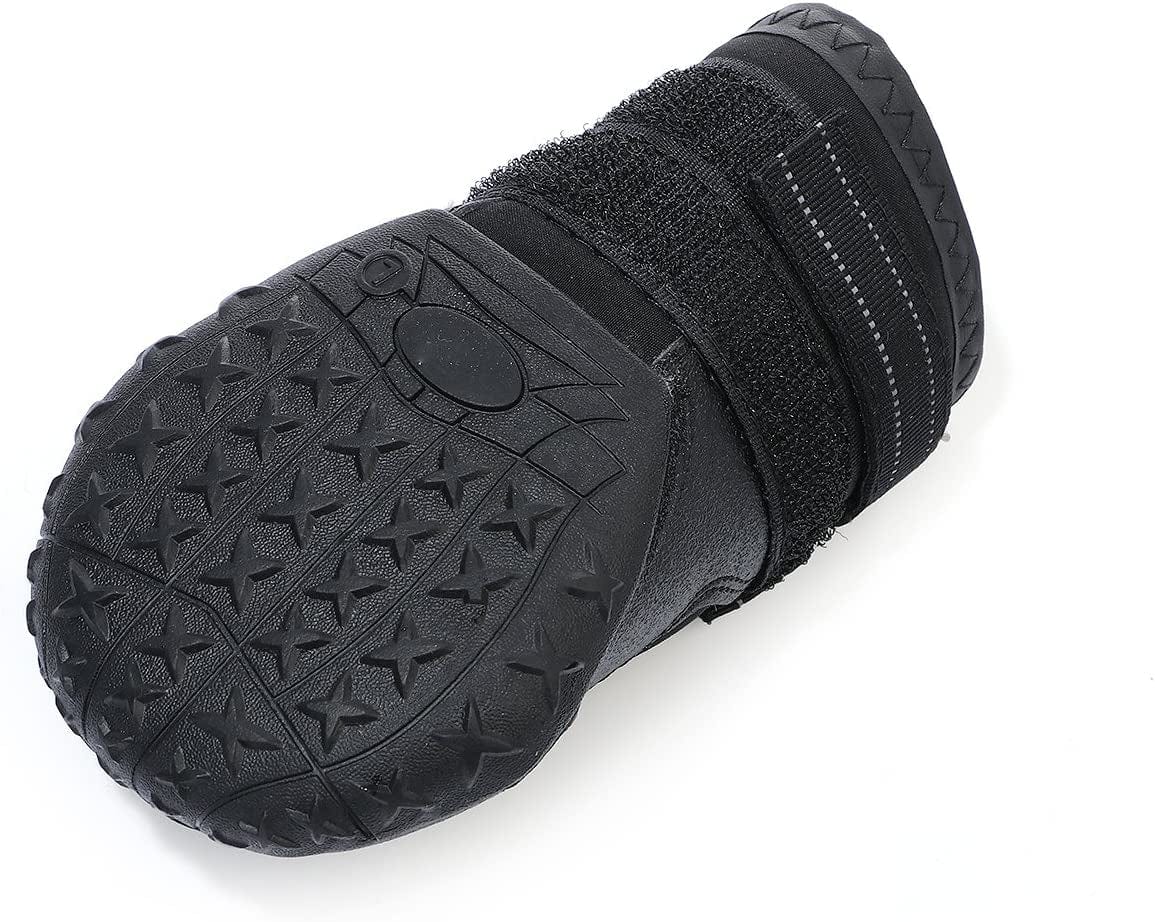 Dreamlzx Dog Shoes Walking on Ragged Pavement Paw Protectors Waterproof Rubber Sole anti Slip Snow Rain Booties Black Size L 4PCS Animals & Pet Supplies > Pet Supplies > Dog Supplies > Dog Apparel dreamlzx   