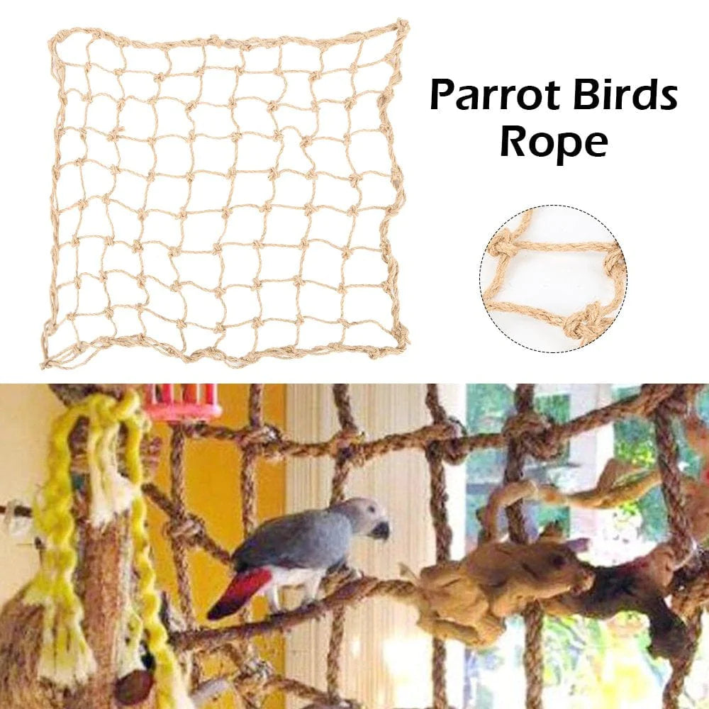 Duety Parrot Bird Climbing Net Hemp Rope Ladder Toy Play Gym Hanging Swing Net Parrot Perch Hammock Toy with Hooks Bird Cage Toy for Budgies Macaw Cockatoo Parakeet Hamster Ferret Animals & Pet Supplies > Pet Supplies > Bird Supplies > Bird Ladders & Perches Duety   