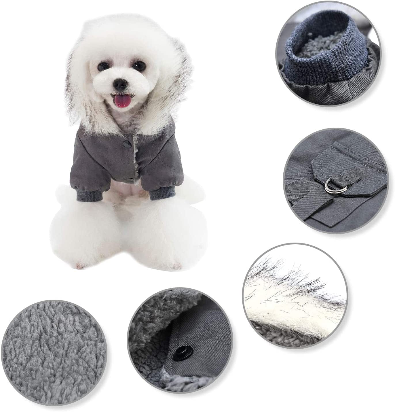 Dyaprwu Warm Dog Hooded Trench Coat Windproof Parka Jacket for Cold Weather (XXL 13.5-20Lbs, Black Grey) Animals & Pet Supplies > Pet Supplies > Dog Supplies > Dog Apparel AprilWu   