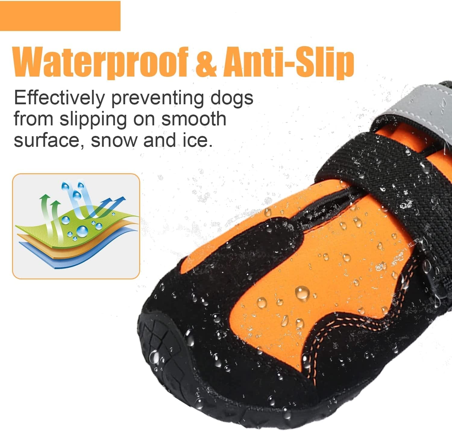 Dzmbeautyeast Dog Boots, Dog Shoes with Reflective Straps,Waterproof Paw Protector for Outdoor, Anti-Slip Breathable Mesh,4 Pcs (Size 8: 3.4" X 3.0" (L*W) for 74-88 Lbs, Orange) Animals & Pet Supplies > Pet Supplies > Dog Supplies > Dog Apparel DZMBeautyEast   