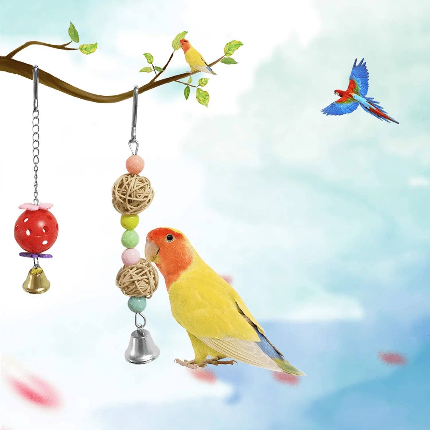 E-KOMG 13 Packs Bird Swing Toys,Parrot Chewing Hanging Perches with Bell,Pet Birds Cage Toys Suitable for Small Parakeets,Love Birds,Cockatiels,Macaws,Finches Animals & Pet Supplies > Pet Supplies > Bird Supplies > Bird Cage Accessories E-KOMG   