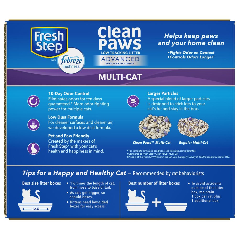 Fresh Step Advanced Clean Paws Clumping Cat Litter, Low Tracking, Odor Control, 18.5 Lb Animals & Pet Supplies > Pet Supplies > Cat Supplies > Cat Litter The Clorox Company   