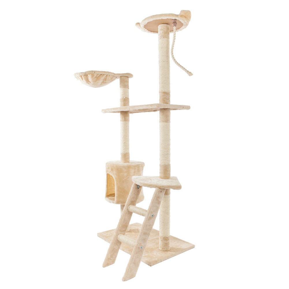 Nitouy 60" Cat Toys Tree Cat Activity Tree Climb Tower Play House Condo Furniture for Small and Medium Cat Beige Animals & Pet Supplies > Pet Supplies > Cat Supplies > Cat Furniture Nitouy   