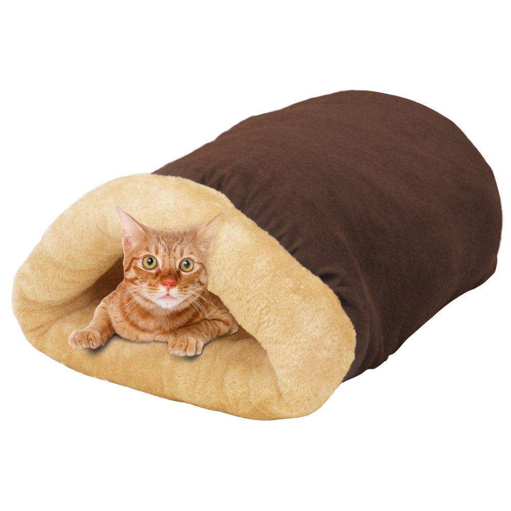 GOOPAWS 4 in 1 Self Warming Burrow Covered Cat & Dog Bed, Pet Hideway Sleeping Cuddle Cave