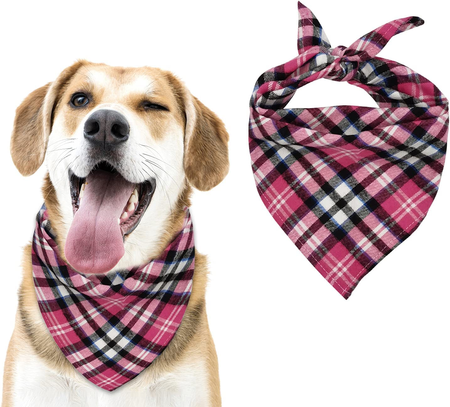 MJIYA Dog Bandana, Washable Reversible Kerchief Scarf, Bib with Adjustable Accessories for Small to Large Dog Puppy Cat, Gifts for Birthday, Easter, Christmas (Green & Red, L) Animals & Pet Supplies > Pet Supplies > Dog Supplies > Dog Apparel MJIYA Pink L 