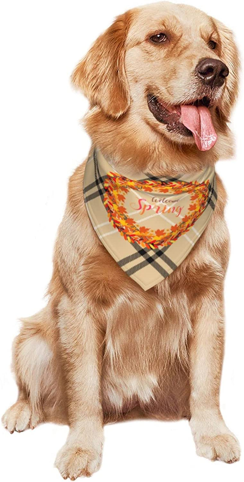 Welcome Spring Typography with Beautiful Pet Dog and Cat Decorative Triangle Scarf,Dog Bandana,Breathable and Stain Resistant. Animals & Pet Supplies > Pet Supplies > Dog Supplies > Dog Apparel ZALTAS   