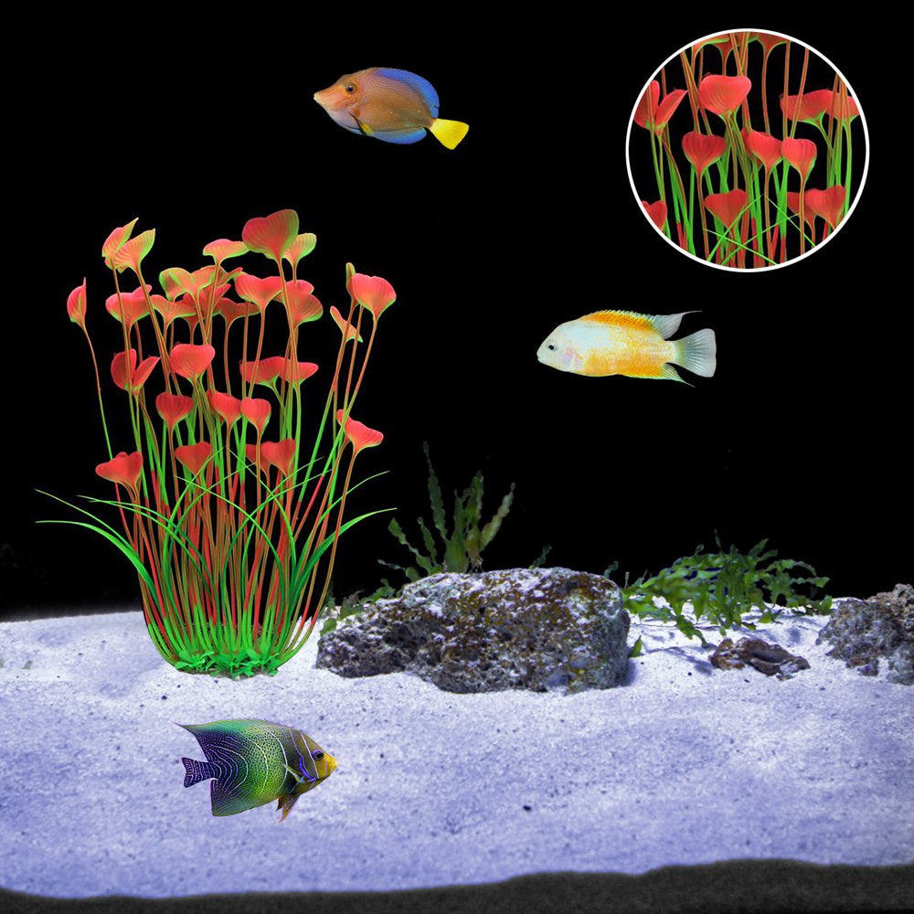Shulemin 2Pcs 15.75"Heart Shape Leaves Large Seaweed Ornament Artificial Tall Aquarium Plants for Fish Tank Decor Animals & Pet Supplies > Pet Supplies > Fish Supplies > Aquarium Decor Shulemin   