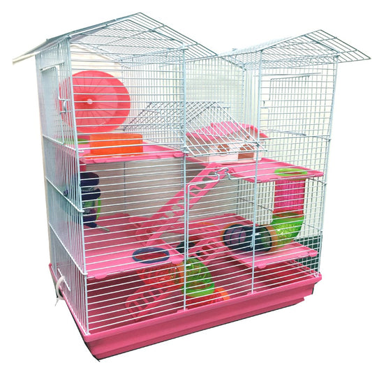 Large 5-Story Twin Tower Crossover Level Play Tube Hamster Habitat Mouse Home Rodent Gerbil House Mice Rat Wire Animal Cage
