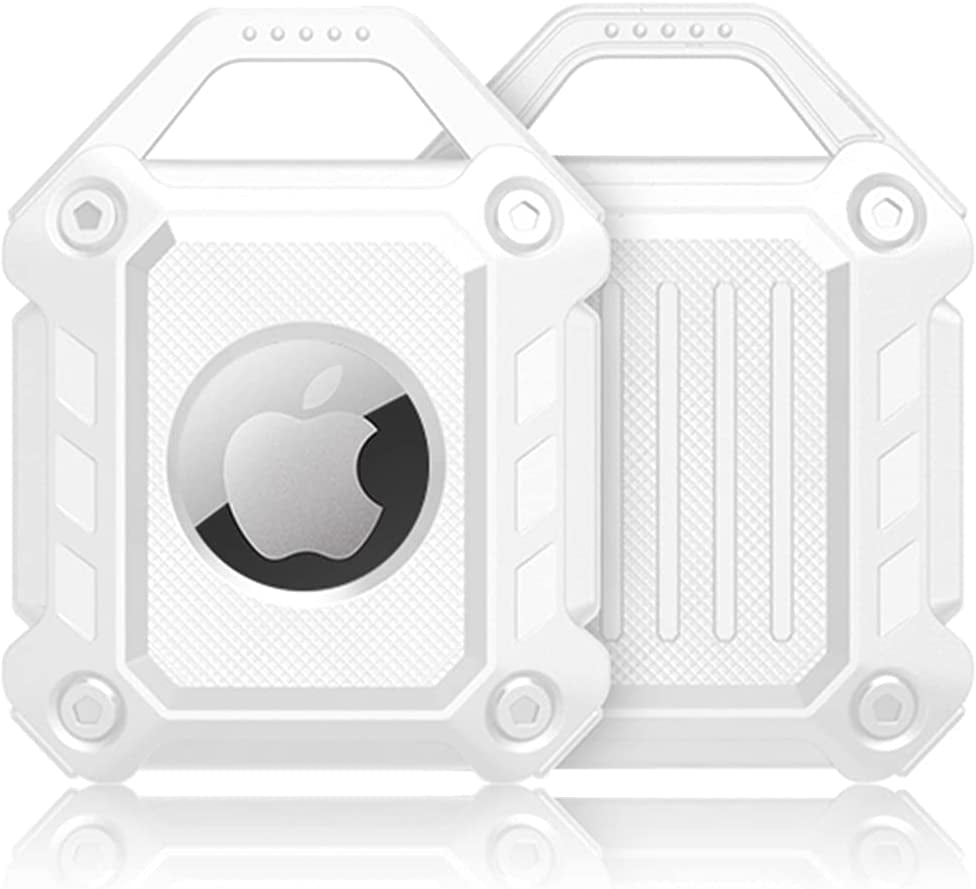 Airtag Case with Keychain Compatible Apple Airtag Holder Air Tag Key Ring Cases Air Tags Key Chain，Full-Body Shockproof Rugged Soft Silicone Protective Case Cover Electronics > GPS Accessories > GPS Cases Fnayol A-White  
