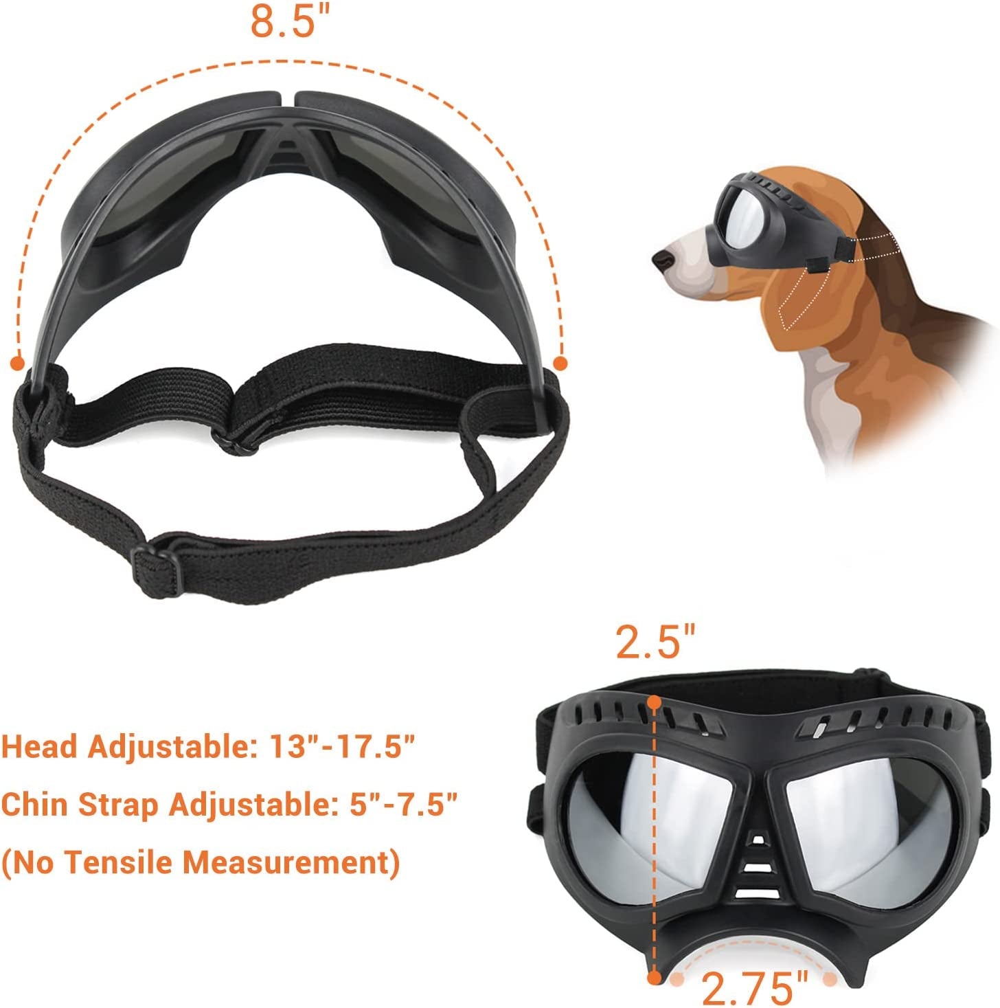 PETLESO Dog Goggles Medium Breed, Dog Sunglasses for Medium Dog Puppy Sunglasses Eye Protection for Dog Driving Hiking, Blue Lens Animals & Pet Supplies > Pet Supplies > Dog Supplies > Dog Apparel PETLESO   