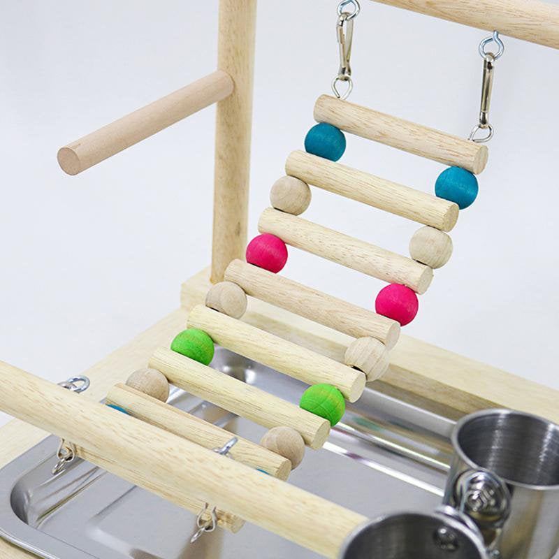 TONKBEEY Wood Perch Gym Playpen Ladder with Feeder Cups for Lovebirds Parakeet Cage Gift for Bird Lover Easy to Use Clean Durable Animals & Pet Supplies > Pet Supplies > Bird Supplies > Bird Gyms & Playstands TONKBEEY   