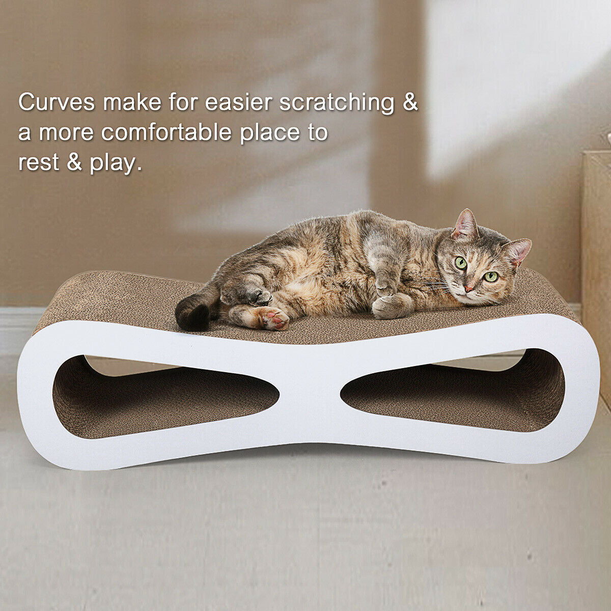 Veryke Cat Scratching Pads, Cat Scratcher Cardboard Lounger Curved Shape Furniture Play Rest Sleep Cardboard with Catnip Toys Animals & Pet Supplies > Pet Supplies > Cat Supplies > Cat Furniture Veryke   