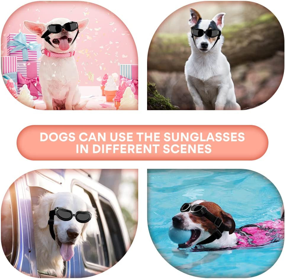 Small Dog Sunglasses Goggles, MAUMAPET UV Protection Goggles Eye Wear Protection with Adjustable Strap Waterproof Pet Sunglasses for Puppy Sun Glasses Dog Windproof Snowproof Anti-Fog Glasses Animals & Pet Supplies > Pet Supplies > Dog Supplies > Dog Apparel MAUMAPET   