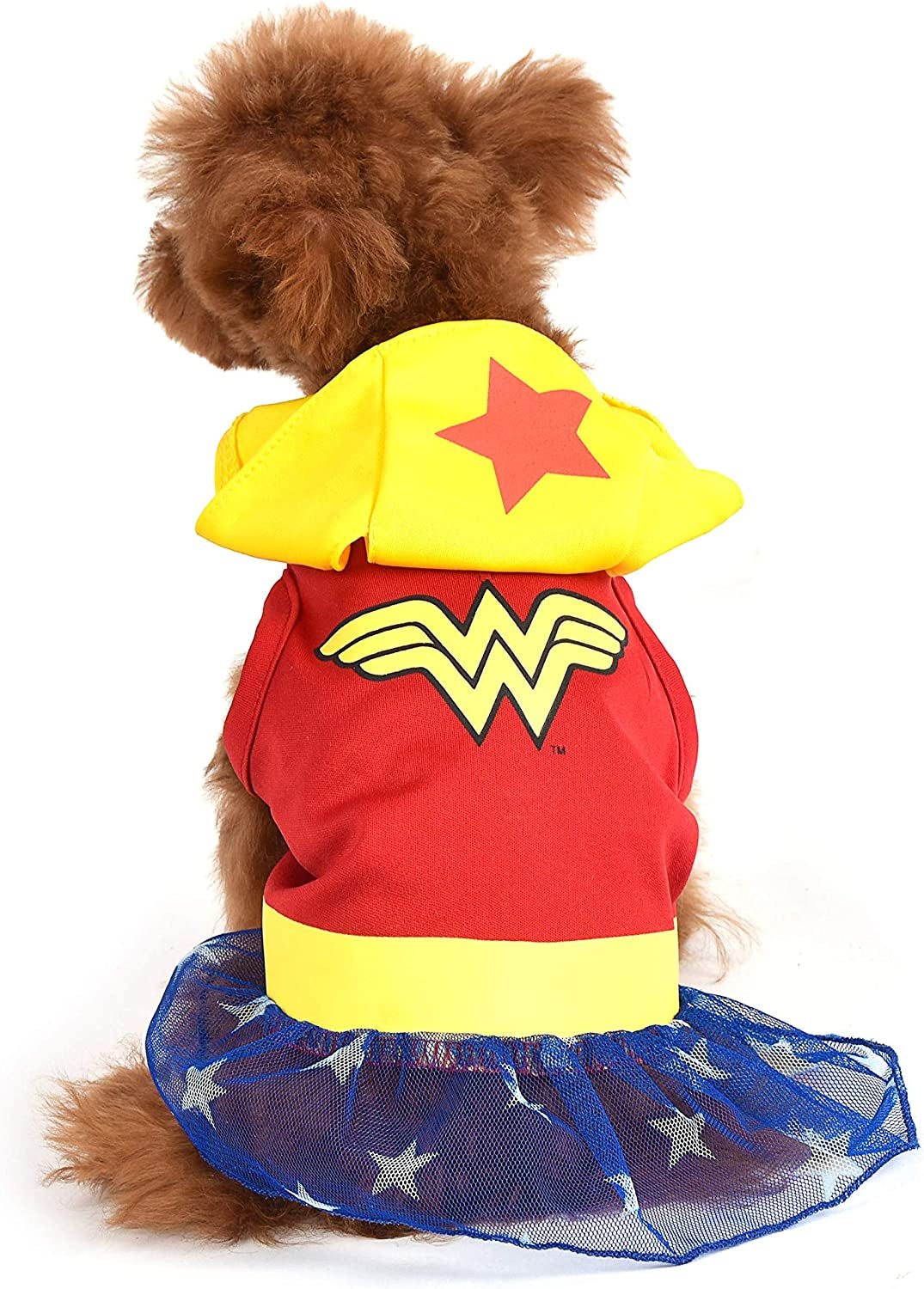 DC Comics Wonder Woman Dog Costume, X-Small (XS) | Hooded Superhero Costume for Dogs | Red, Yellow, Blue Wonder Woman Costume Dog Halloween Costumes for Small Dogs | See Sizing Chart for More Info Animals & Pet Supplies > Pet Supplies > Dog Supplies > Dog Apparel Fetch for Pets 1 X-Small 