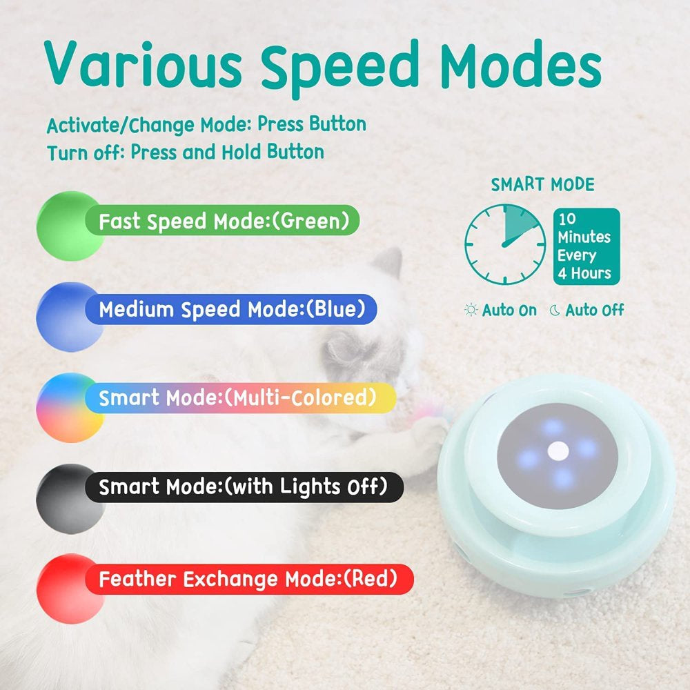 Cat Toys ORSDA 2-In-1 Interactive Cat Toys for Indoor Cats, Automatic Cat Toy Balls, Ambush Feather Kitten Toys with 6Pcs Attachments, Auto On/Off(Robin Egg Blue) Animals & Pet Supplies > Pet Supplies > Cat Supplies > Cat Toys ORSDA   