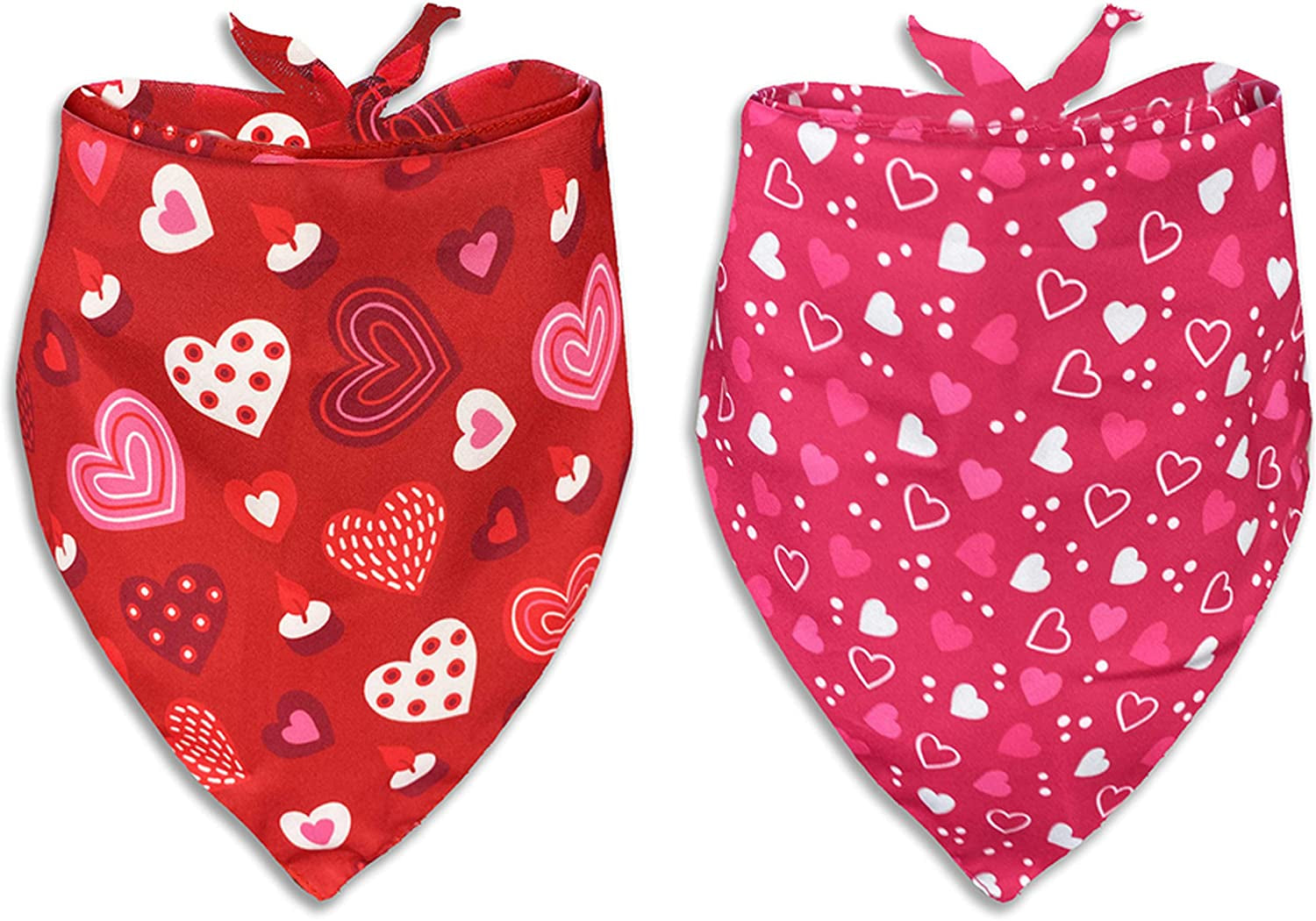 Valentines Dog Bandana, Holiday Cat Bandana Heart 2 Pack Scarfs for Small Medium Large Dogs Cats Pet Puppies Animals & Pet Supplies > Pet Supplies > Dog Supplies > Dog Apparel Pohshido   