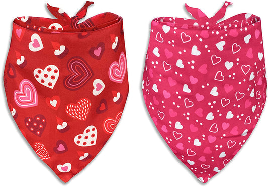 Valentines Dog Bandana, Holiday Cat Bandana Heart 2 Pack Scarfs for Small Medium Large Dogs Cats Pet Puppies Animals & Pet Supplies > Pet Supplies > Dog Supplies > Dog Apparel Pohshido   