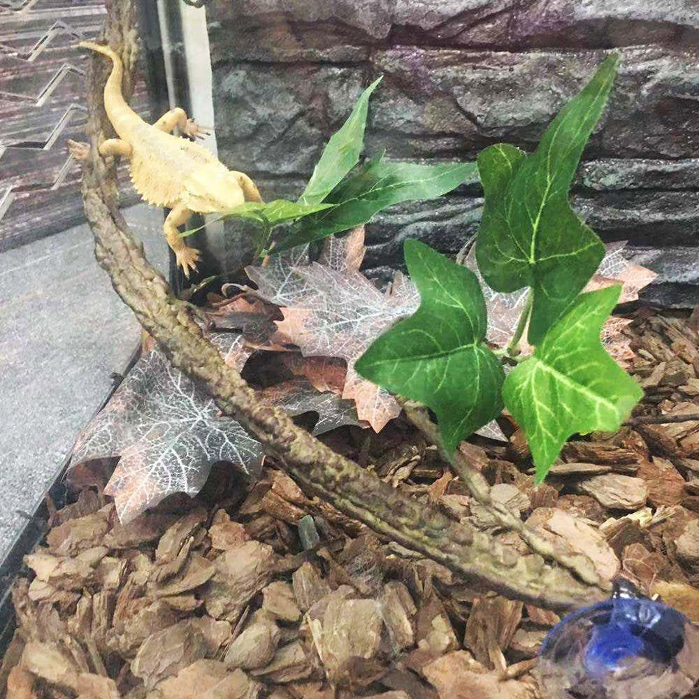 Fovolat 2Pcs Reptile Corner Branch Vines Plants - Terrarium Plant Decoration with Suction Cup - Habitat Decor Accessories for Climbing,Lizard,Bearded Dragon,Chameleon,Lizards,Gecko,Snakes (17.7In)