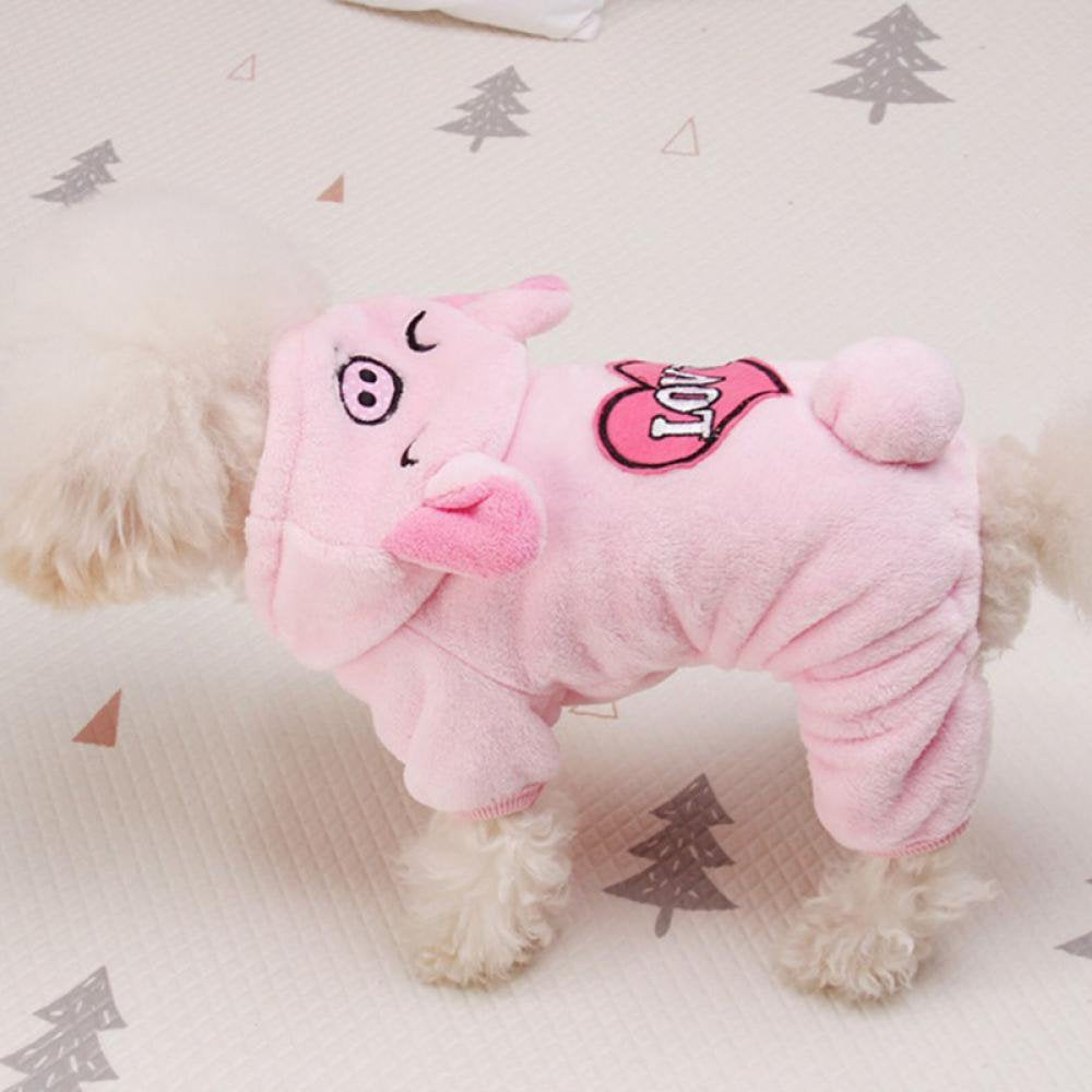 Jongmart Pet Halloween Costume, Cute Pink Pig Dogs Outfit Warm Apparel for Dog Fall Winter Animals & Pet Supplies > Pet Supplies > Dog Supplies > Dog Apparel Jongmart   